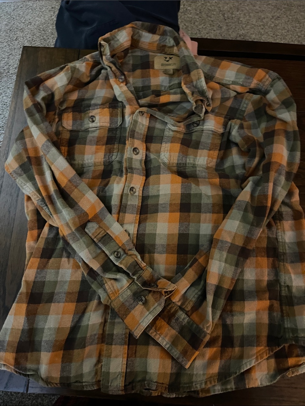 Outdoor Life Plaid Flannel Shirt in Orange, Brown & Gray